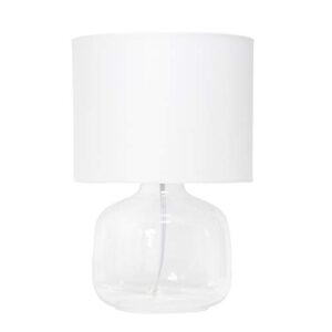 simple designs lt2064-clw clear glass table lamp with white fabric shade