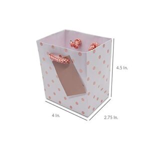 Rose Gold Gift Bags - 12 Pack Mini Metallic Paper Gift Bags with Handles, Chevron, Polka Dot & Stripe, Extra Small Gift Wrap Euro Totes for Birthday Parties, Weddings, Holidays Bulk - 4x4.5x2.75