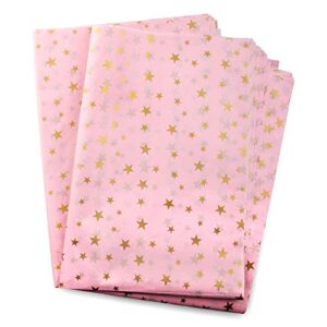 mr five pink gold star tissue paper bulk,20″ x 28″,pink tissue paper for gift bags,gift wrapping paper for diy and crafts,wrapping paper for birthday,holiday,weddings,30 sheets