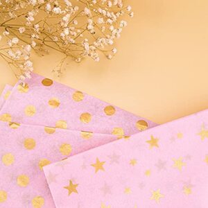 MR FIVE Pink Gold Star Tissue Paper Bulk,20" x 28",Pink Tissue Paper for Gift Bags,Gift Wrapping Paper for DIY and Crafts,Wrapping Paper for Birthday,Holiday,Weddings,30 Sheets