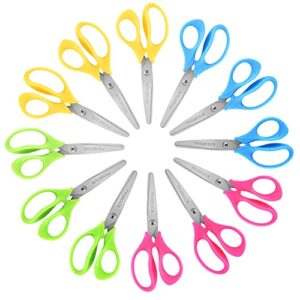 kuoniiy 5″ left-handed kids scissors with soft comfort-grip handles ,assorted colors ,12 pack
