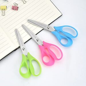 KUONIIY 5" Left-Handed Kids Scissors with Soft comfort-Grip Handles ,Assorted Colors ,12 Pack