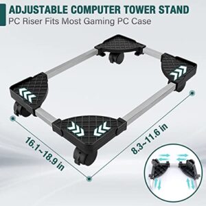 Seloom Computer Tower Stand, PC Desktop Stand, Adjustable Mobile CPU Stand, PC Tower Stand with Rolling Caster Wheels, PC Riser Fits Most Gaming PC Under Desk