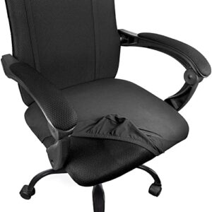 2 pack removable washable office computer chair seat covers, desk rotating chair seat slipcovers protectors – black