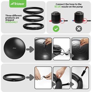 Trideer Ball Chair Yoga Ball Chair Exercise Ball Chair with Base & Bands for Home Gym Workout Ball for Abs, Stability Ball & Balance Ball Seat to Relieve Back Pain (Black with Bands, 75cm)