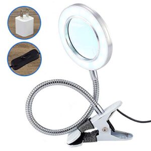 led magnifying lamp with clamp, 1.75x magnifying glass with light for desk, sewing, table & easel use super bright, perfect for reading, hobbies, task crafts, repair or workbench, cool white