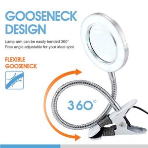 LED Magnifying Lamp with Clamp, 1.75X Magnifying Glass with Light for Desk, Sewing, Table & Easel Use Super Bright, Perfect for Reading, Hobbies, Task Crafts, Repair or Workbench, Cool White