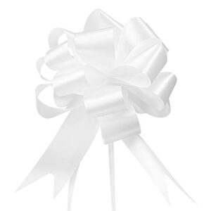 gwhole 60 pcs 5” white ribbon pull bows for gift wraps, wedding decor
