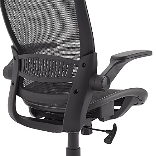 Amazon Basics Ergonomic Adjustable High-Back Mesh Chair with Flip-Up Arms and Headrest, Contoured Mesh Seat - Black