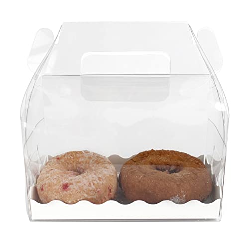 Spec101 Clear Gable Boxes for Party Favors - 50pk 3.5x6.3in Clear Gift Boxes with Handles for Bakery and Birthday Party