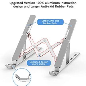 ZSIMC Laptop Stand, Adjustable Aluminum Foldable Portable Holder, Upgrade Whole Anti-Slip Silicone Pad, Laptop Riser for Desk Compatible with MacBook Air pro, iPad, Lenovo, 10-15.6” Laptop and Tablet