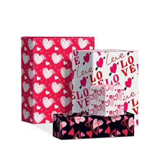 oxylipo 8 sheets heart love gift wrapping, 4 patterns couple recyclable wrapping paper for kids girls boys present birthday party baby shower valentine’s day theme gift wrap