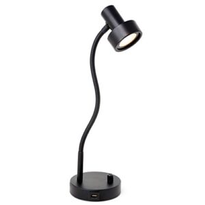 o’bright dimmable led desk lamp with usb charging port (5v/2a), full range dimming led, table lamp with usb charger, flexible gooseneck, office desk lamp/bedside lamp, vintage design (black)
