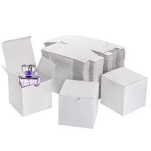 jucoan 100 pack white paper gift boxes with lids, 4 x 4 x 4 inch paper gift wrap box for wedding, bridesmaids proposal, birthday, mother’s day, christmas gift