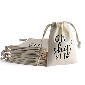 pandasew oh kit bags party favor bags for bachelorette survival jewelry bag luxury beige cotton canvas drawstring bag for gift (20pcs 4×6 inch)