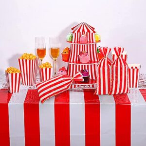 100 Pcs Carnival Treat Bags Circus Carnival Cellophane Candy Bags Red and White Stripe Plastic Goodie Storage Bags Carnival Party Favor Bags with Twist Ties for Circus Carnival Party Favor