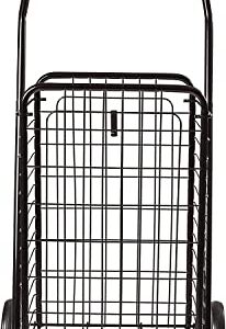 FiveShops Utility Cart with Wheels to be Used as a Shopping Cart, Grocery Cart, Laundry Cart and Stair Climber Cart, Weighs 7.5 Pounds but Holds up to 90 Pounds, Compact and Foldable, Black