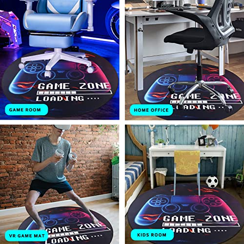 Yincimar Gaming Chair Mat for Hardwood Floor,Anti-Slip Floor Protector Game Controller Rubber Gaming Computer Chair Mat for Gaming Room Home Office Decor (Round 47 inches,Black)