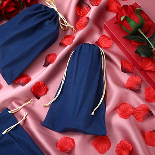 6 Pcs 3 Sizes Adult Toy Storage Drawstring Storage Bags Microfiber Toy Bag Organizer Stuff Pouch Sack Drawstring Gift Bags for Jewelry Women Men Travel Camping Valentines Birthday Gifts, Dark Blue