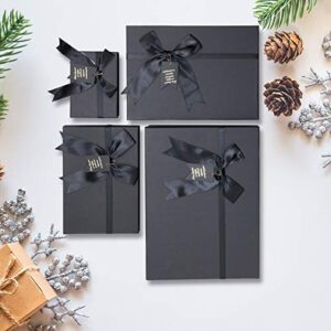 Frantis Black Nested Gift Boxes With Lids, Assorted Sizes (Set of 4 With Ribbon Bows and Label) Black Gift Boxes for Present, Luxury Gift Boxes for Anniversaries, Birthdays, Weddings,Valentines, Graduation, Etc.