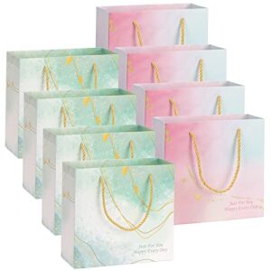 classycoo gift bags, 8 piece colorful large gift bags with handle, hard and waterproof, 11.8 x 4.7 x 10.6 inch, fit for birthdays, mothers day, anniversary, bridal showers and more – 2 colors
