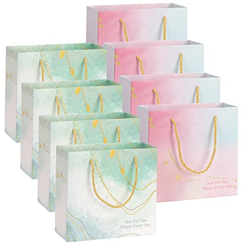 Classycoo Gift Bags, 8 piece Colorful large gift bags with handle, hard and waterproof, 11.8 x 4.7 x 10.6 inch, fit for Birthdays, Mothers Day, Anniversary, Bridal Showers and More - 2 Colors