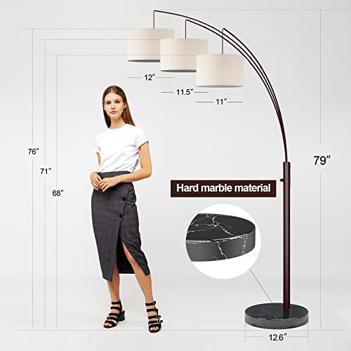 PARTPHONER Arc Floor Lamps for Living Room, Modern Floor Lamp Tall Standing Lamps, Multi-Arm Trilage Arched Floor Lamp for Bedroom Lounge Home Office, Oil Rubbed Bronze