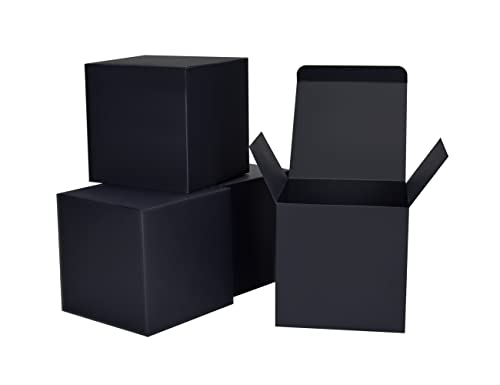 HUAPRINT Black Gift Box,Gift Boxes with Lids 5x5x5inch,24pcs Paper Gift Box Bulk,Gift Boxes for Presents,Birthday,Bridesmaid Proposal,Groomsmen Engagements,Baby Showers,Christmas,Wedding Party Favor,Cupcake,Crafting,Holidays