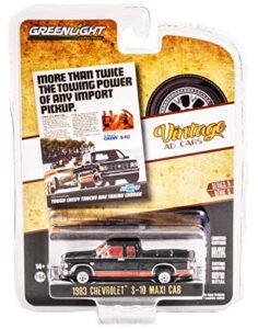 1983 chevy s-10 maxi-cab pickup truck black vintage ad cars series 5 1/64 diecast model car by greenlight 39080 e