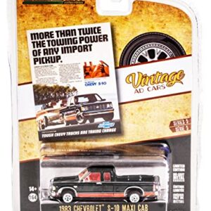 1983 Chevy S-10 Maxi-Cab Pickup Truck Black Vintage Ad Cars Series 5 1/64 Diecast Model Car by Greenlight 39080 E