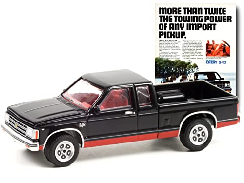 1983 Chevy S-10 Maxi-Cab Pickup Truck Black Vintage Ad Cars Series 5 1/64 Diecast Model Car by Greenlight 39080 E