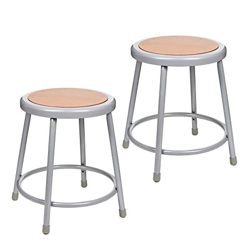 (2 Pack) OEF Furnishings Grey Shop Stool, 18”, No Assembly Required