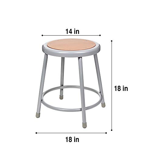 (2 Pack) OEF Furnishings Grey Shop Stool, 18”, No Assembly Required