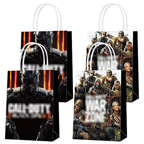 16 Pcs Game Party Paper Gift Bags, 2 Styles Party Favor Bags with Handles for Gaming Fans Birthday Party Decorations, Goody Bags Candy Gift Bags