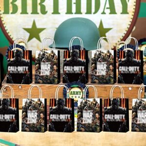 16 Pcs Game Party Paper Gift Bags, 2 Styles Party Favor Bags with Handles for Gaming Fans Birthday Party Decorations, Goody Bags Candy Gift Bags