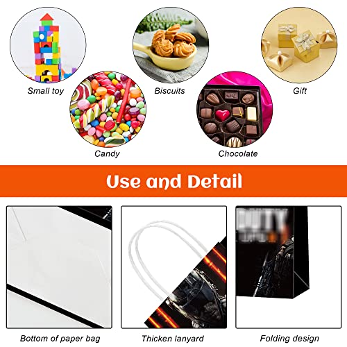 16 Pcs Game Party Paper Gift Bags, 2 Styles Party Favor Bags with Handles for Gaming Fans Birthday Party Decorations, Goody Bags Candy Gift Bags