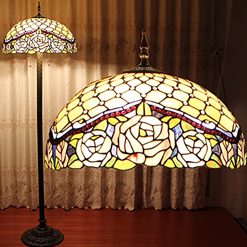 WERFACTORY Tiffany Floor Lamp Base Only, For 16-24 Inch Stained Glass Lampshade Height 62 Inch Bronze Finished Resin Base Antique Standing Lighting Base Replacement Only Wide 11 Inch