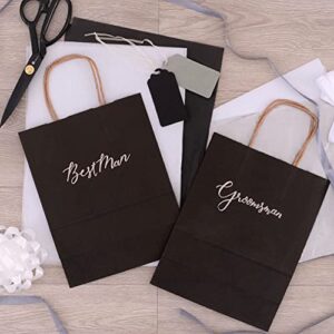 Black Gift Bags - 8x4x10 Inch 100 Pack Small Black Kraft Paper Shopping Bags with Handles, Plain Mini Totes for Small Business, Retail, Boutique Merchandise & Supplies, Birthday Party Gift Wrap, Bulk