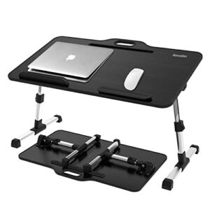 laptop desk bed tray table, height & angle adjustable sit and stand desk, right & left handed design portable laptop table with handle,foldable bed desk for laptop and writing in sofa couch