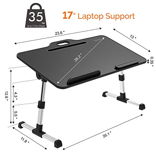 Laptop Desk Bed Tray Table, Height & Angle Adjustable Sit and Stand Desk, Right & Left Handed Design Portable Laptop Table with Handle,Foldable Bed Desk for Laptop and Writing in Sofa Couch