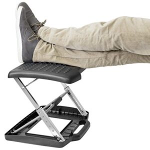 Mount-It! Adjustable Footrest with Massaging Bead | Adjustable Height and Tilt Office Foot Rest Stool for Under Desk Support | 5 Height Settings, 3 Tilt Settings | Black