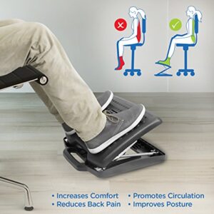 Mount-It! Adjustable Footrest with Massaging Bead | Adjustable Height and Tilt Office Foot Rest Stool for Under Desk Support | 5 Height Settings, 3 Tilt Settings | Black