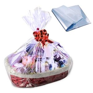 happybeeyo 100pcs shrink wrap bags for gift baskets,24x32in 2 mil thick pvc heat shrink bags large cellophane wrap for packaging,gift wrapping