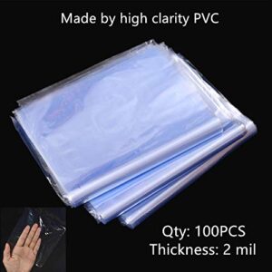 HappyBeeYo 100PCS Shrink Wrap Bags for Gift Baskets,24x32in 2 Mil Thick PVC Heat Shrink Bags Large Cellophane Wrap for Packaging,Gift Wrapping