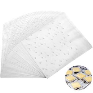 LiyuanQ Christmas Self Adhesive Candy Bag 200 PCS Cellophane Cookie Bags Self-adhesive Sealing Cellophane Bags White Polka Dot Clear Bags OPP Plastic Party Bag for Bakery, Candy (5.5 x 5.5 inches)