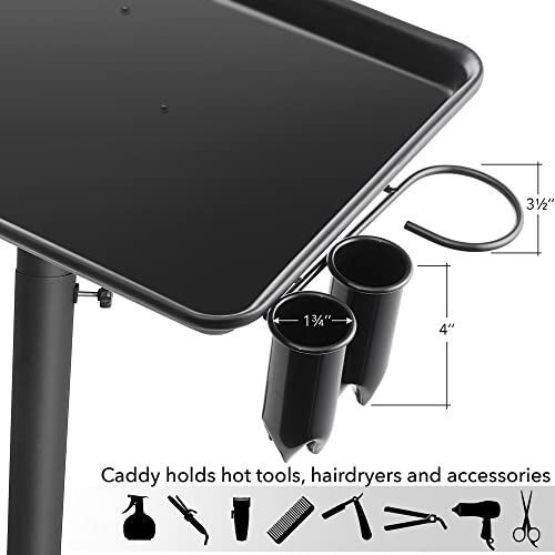 Saloniture Aluminum Salon Instrument Tray with Caddy, Heavy-Duty Rolling Base