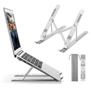 laptop stand adjustable computer stand aluminum riser holder compatible with macbook air pro, hp, dell, more 10-15.6” laptops collapsible and non-slip metal