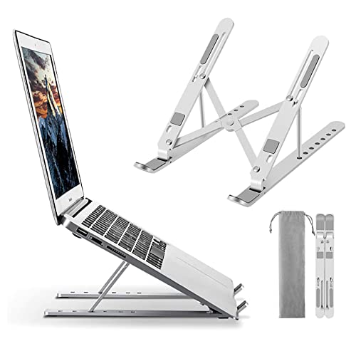 Laptop Stand Adjustable Computer Stand Aluminum Riser Holder Compatible with MacBook Air Pro, HP, Dell, More 10-15.6” Laptops Collapsible and Non-Slip Metal