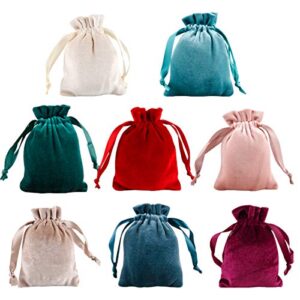 dogeek 8pcs 3.5″ x 4.7″ super soft jewelry bags luxury velvet drawstring bags pouches candy gift bags for christmas party wedding favors