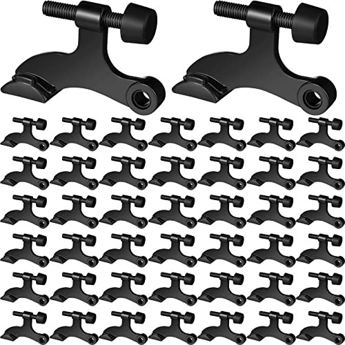 48 Pieces Hinge Pin Door Stops Satin Brushed Door Stopper Adjustable Heavy Duty Hinge Door Stopper with Rubber Bumper Tips (Black)